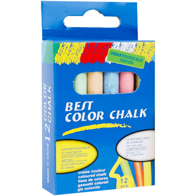 Creta scolara color, rotunda, 12 buc/cutie